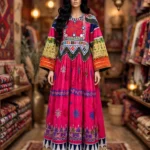 Afghan Gulbakhmal Dress – Pink Velvet Zar-Dozi Embroidered Traditional Dress